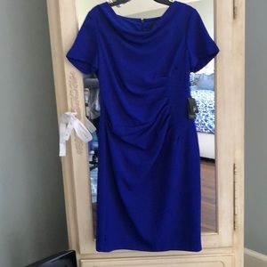 Adrianna Papell blue dress with ruching!  NWT